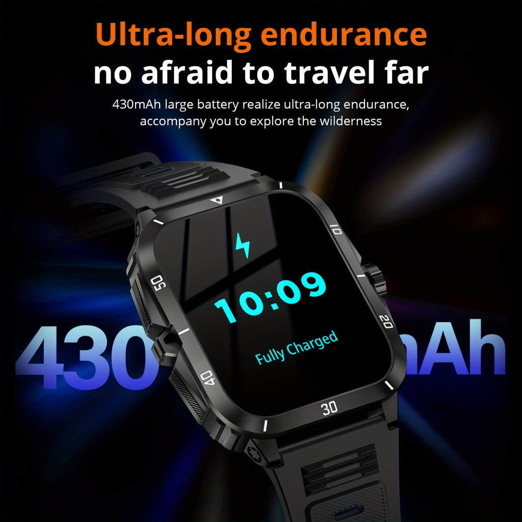 New Military Style Smart Watch Men's Fitness Watches 3 ATM Waterproof BT Call Smartwatch Men For Android IPhone, 1.96" IPS HD Screen, 430mAh Long Battery Life, Control Music, Sleep Monitoring, Wireless Calling (Answer/Make Ca