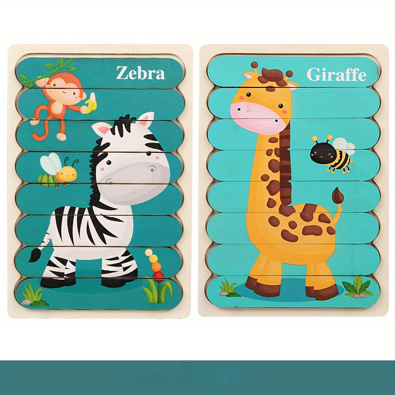 Double Sided Wooden 3D Puzzles: Educational Toys for Kids to Learn And Have Fun, Christmas And Halloween Gift!