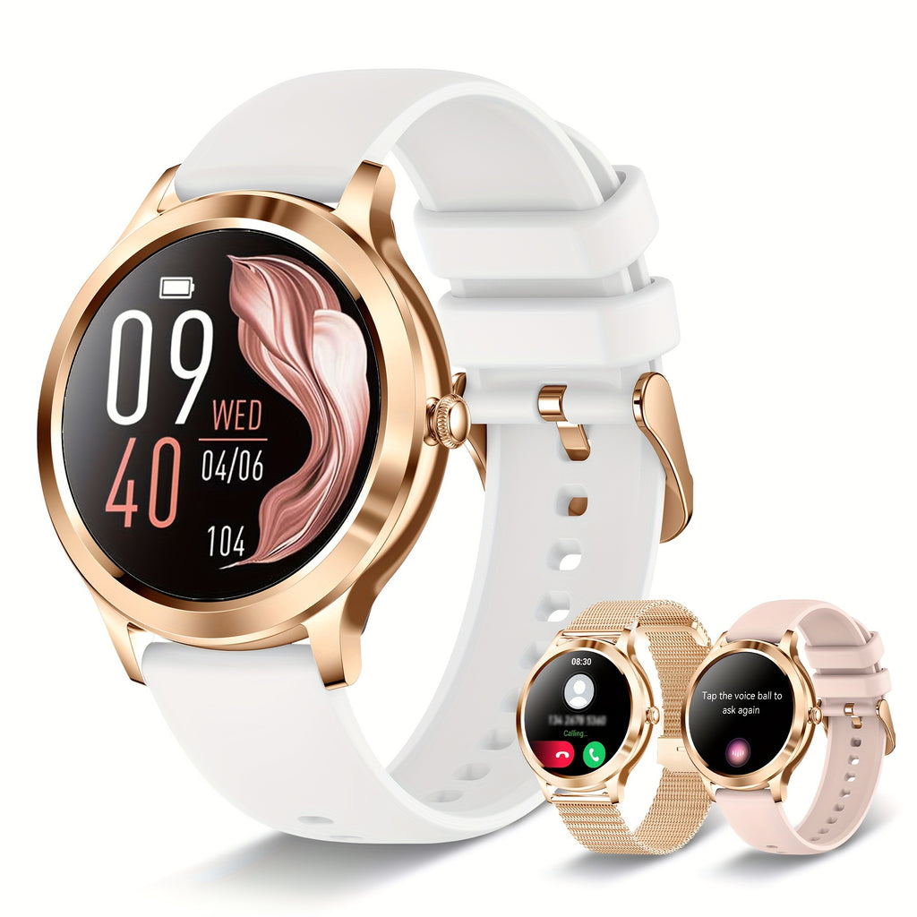 Smart Watch Gift for Women 1.32 inch Full Touch Screen Smart Call Watch with Answer and Make Call for iPhone and Android Phones  Message Push Fitness Tracking Watch Pedometer  Distance  Calories  Sports Modes Sports Smart Bra