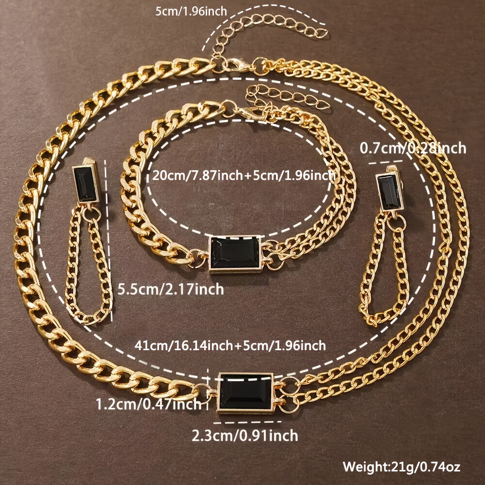 طقم أنيق من 5 قطع من الساعات والمجوهرات النسائية - ساعات كوارتز كلاسيكية بسوار من الجلد الصناعي مع لمسات من الكريستال، وعلبة من سبائك الزنك