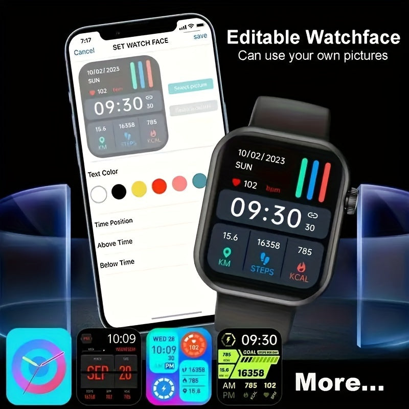 New Popular 2.01-inch Touchscreen Smartwatch For 2024, Suitable For Both Men And Women, With Calling Function, Step And Calorie Tracking, Call And Message Reminders, Multifunctional Fitness Smart Bracelet, Wireless Connection