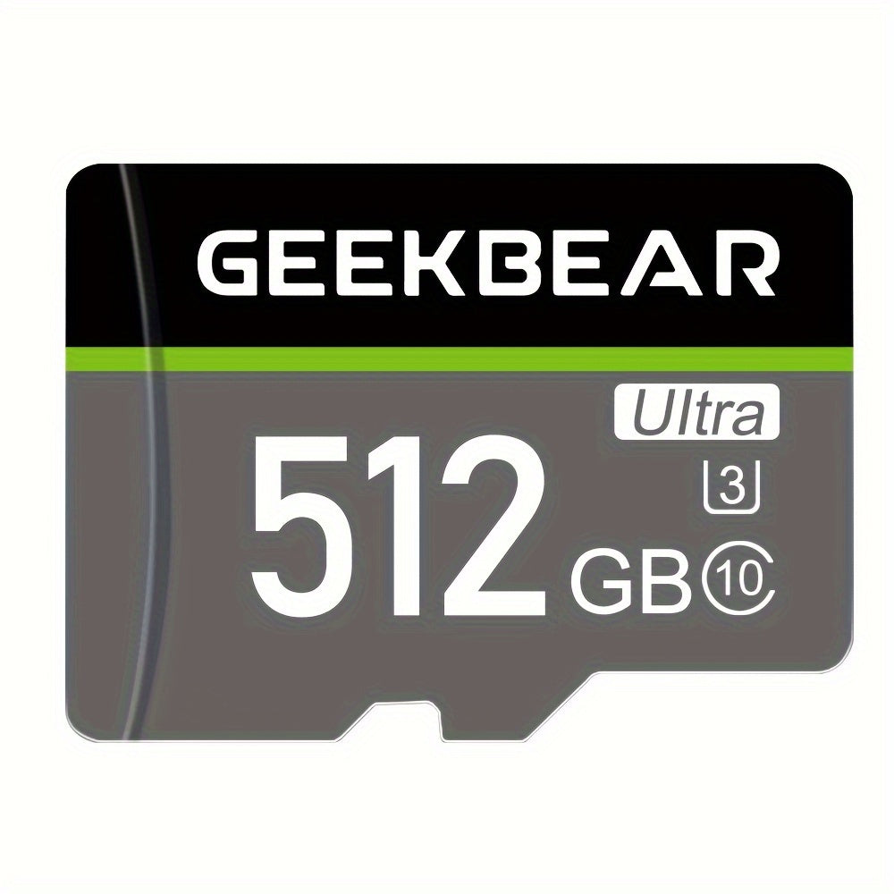 GeekBear Ultra High Speed Micro SD Cards: 512GB, 256GB, 128GB - Compatible with Cameras, Android Phones, and Computers