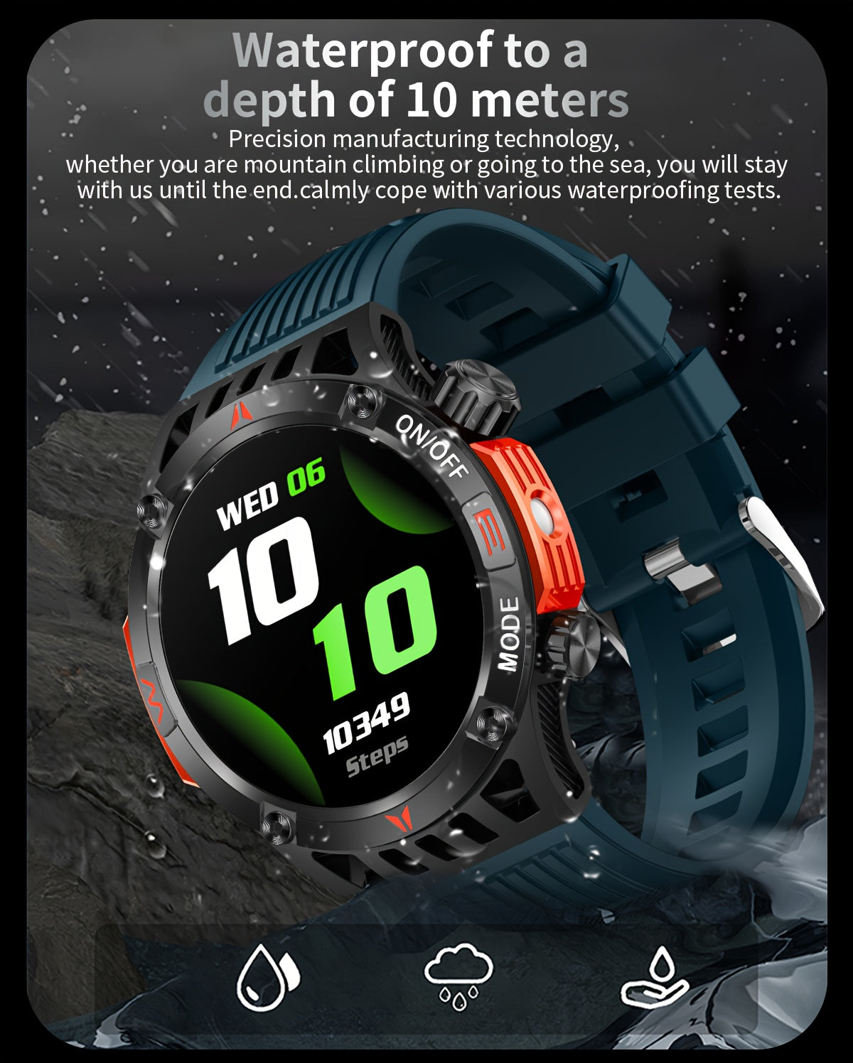 ساعة ذكية QTLJJBY لاسلكية للرد على المكالمات وSOS ساعة رياضية خارجية LED IP68 بوصلة متتبع اللياقة البدنية عداد الخطوات شاشة عرض رسائل الوسائط المتعددة، مناسبة للهواتف المحمولة، ساعات ذكية للرجال والنساء كهدية