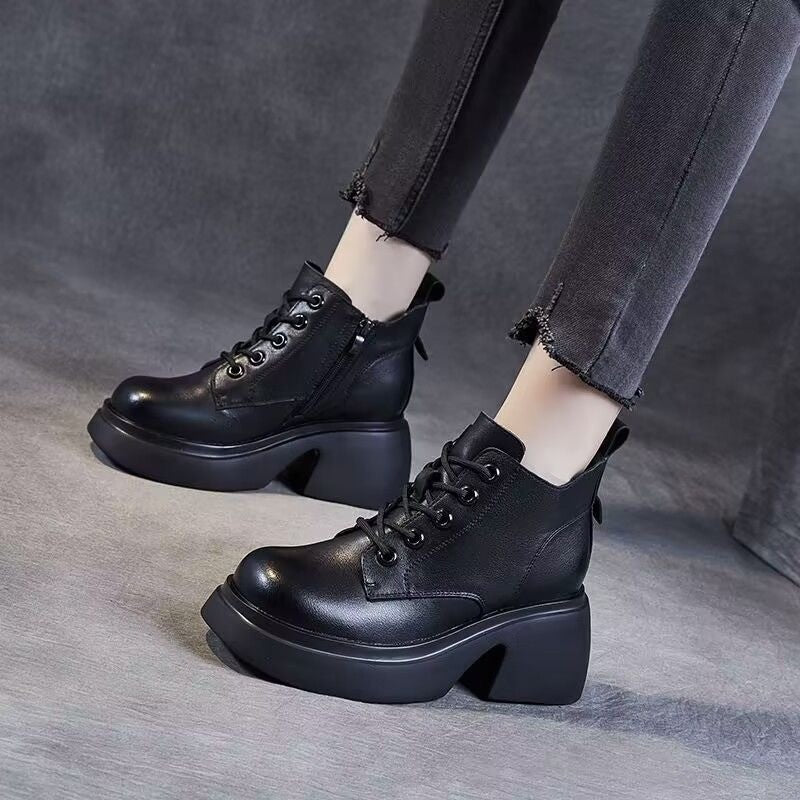 Womens Mid-calf Boots With Thick Chunky Heels