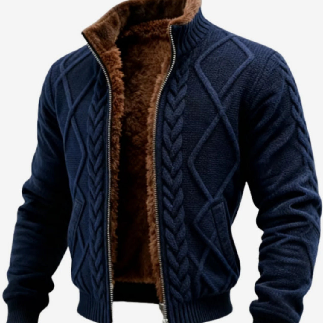 Mens Loose-Fit Wrinkle-Resistant Fleece-Lined Thick Hooded Jacket