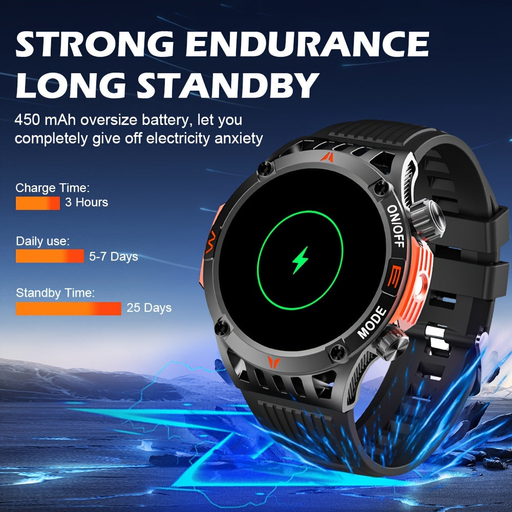 QTLJJBY Smart Watch Wireless Answer And Call SOS Outdoor Watch Outdoor Sports Watch LED IP68 Compass Fitness Tracker Pedometer Multimedia Message Display, Suitable Mobile Phones, Men's And Women's Smart Watches Gift