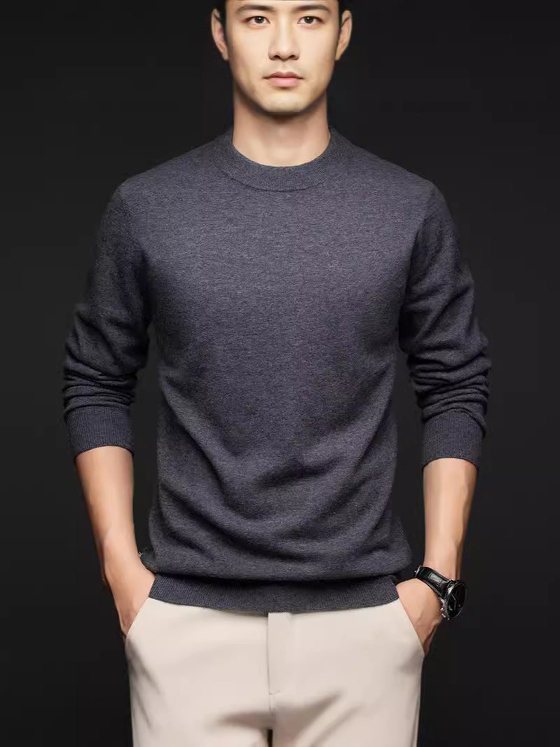 Mens Casual Solid-Color Crew-Neck Thermal Knit Base Layer Top