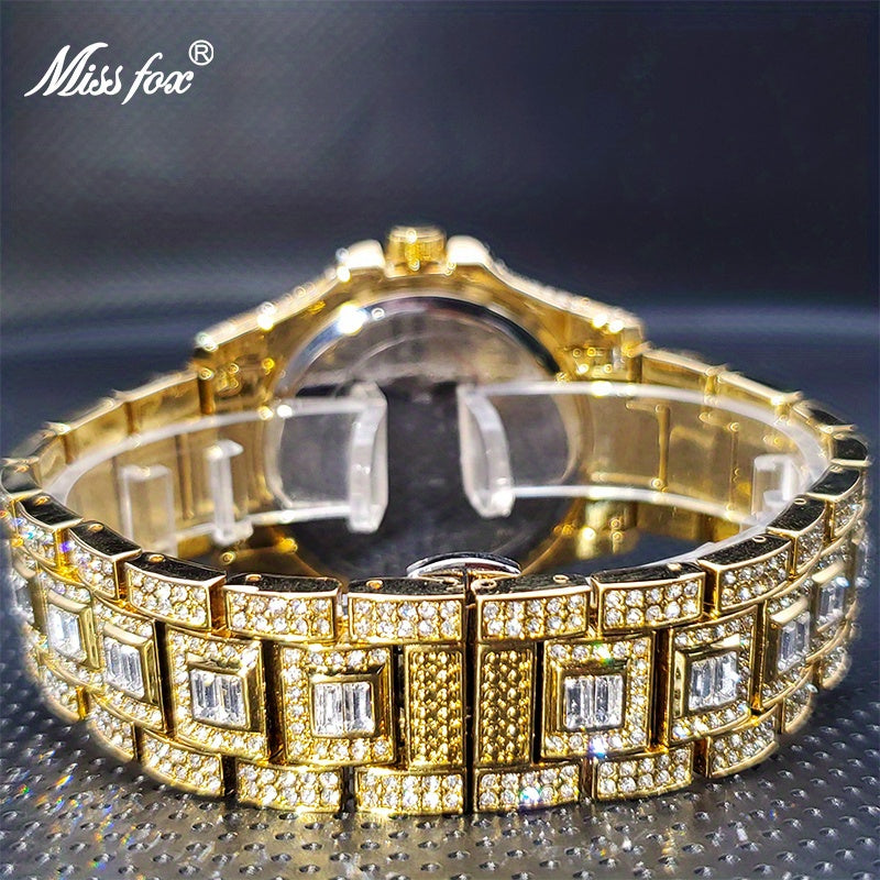 ساعات MISSFOX الأنيقة المصنوعة من الألماس الصناعي، ساعات كوارتز مقاومة للماء بأرقام عربية للرجال والنساء