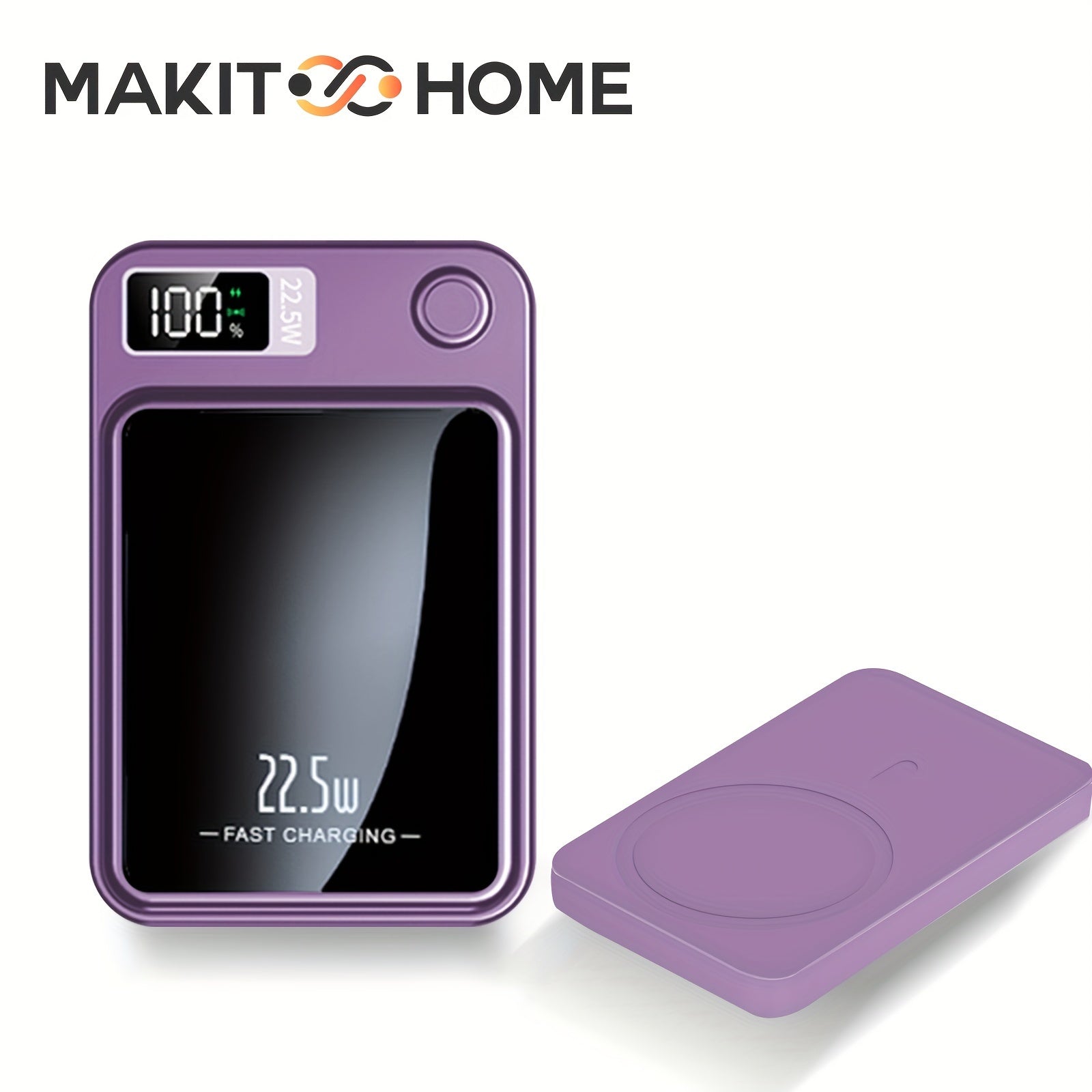 Makit Home 10000mAh Wireless Power Bank, Magnetic Portable Charger, Mini Battery Pack, 22.5W/PD20W Fast Charging, LED Power Display, And USB/Type-C Ports, for iPhone 16/15 Pro/14 Max/13/12, for Android Phones