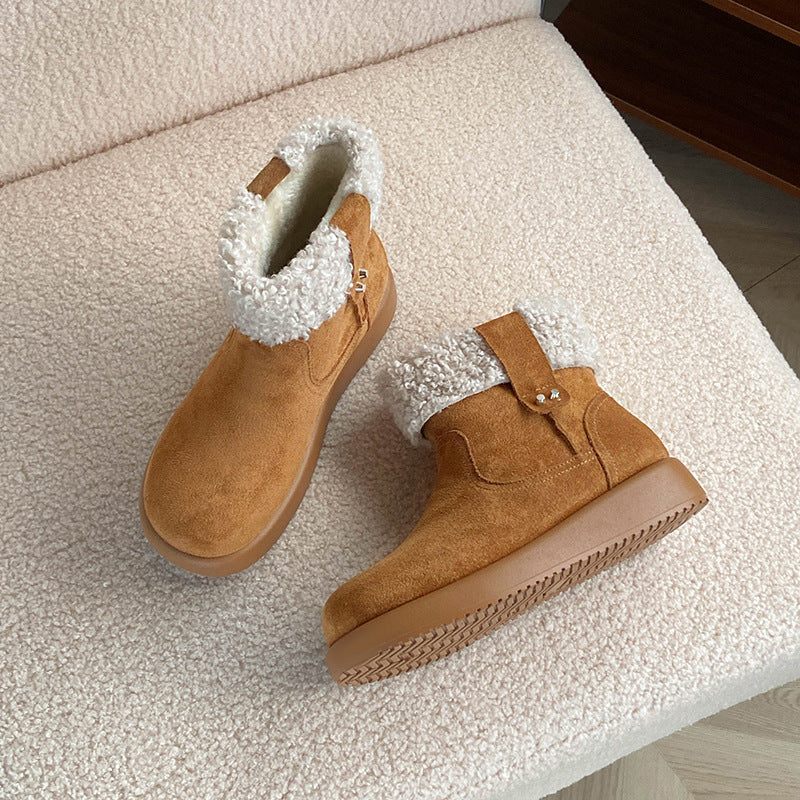 Womens Retro Warm Fuzzy Cotton Shoes