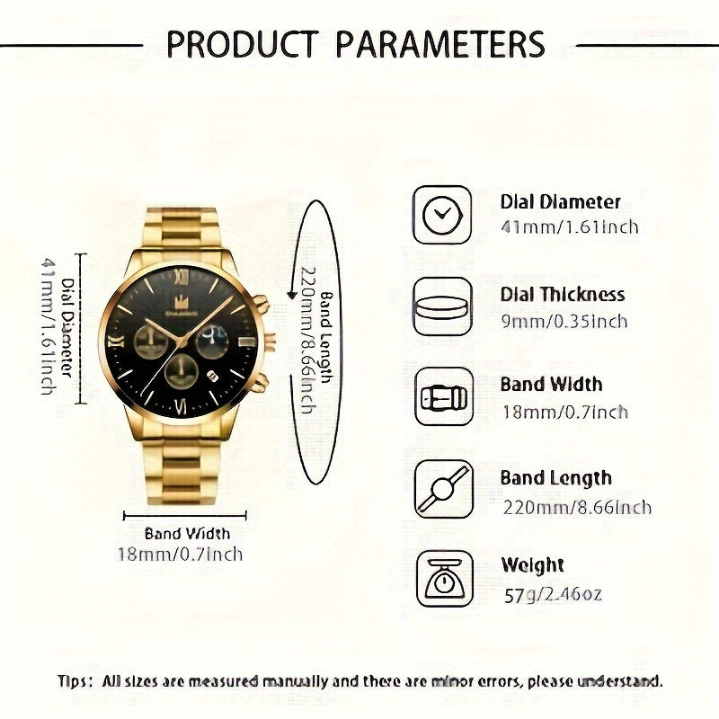 A Set Of 3 Stylish Stainless Steel Quartz Watches For Men, Perfect For Business, Leisure, And Sports. Comes With A Calendar Feature. Ideal As A Gift For Men.