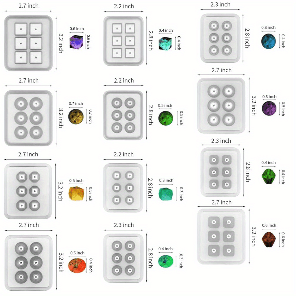 12pcs/set Beads Resin Molds Round Beads Resin Silicone Mold Pendants Silicone Mold With Hole For Gemstone Cabochon Jewelry Casting
