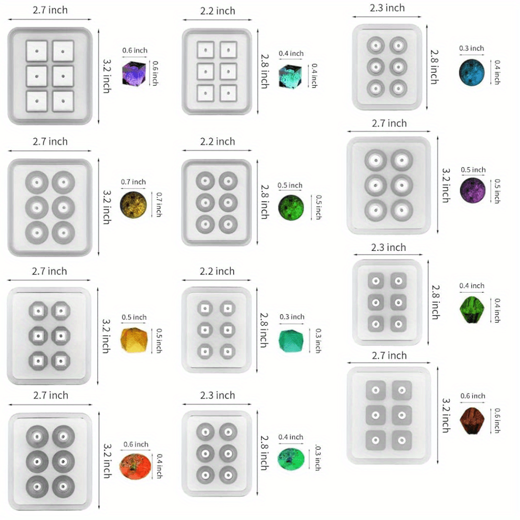 12pcs/set Beads Resin Molds Round Beads Resin Silicone Mold Pendants Silicone Mold With Hole For Gemstone Cabochon Jewelry Casting