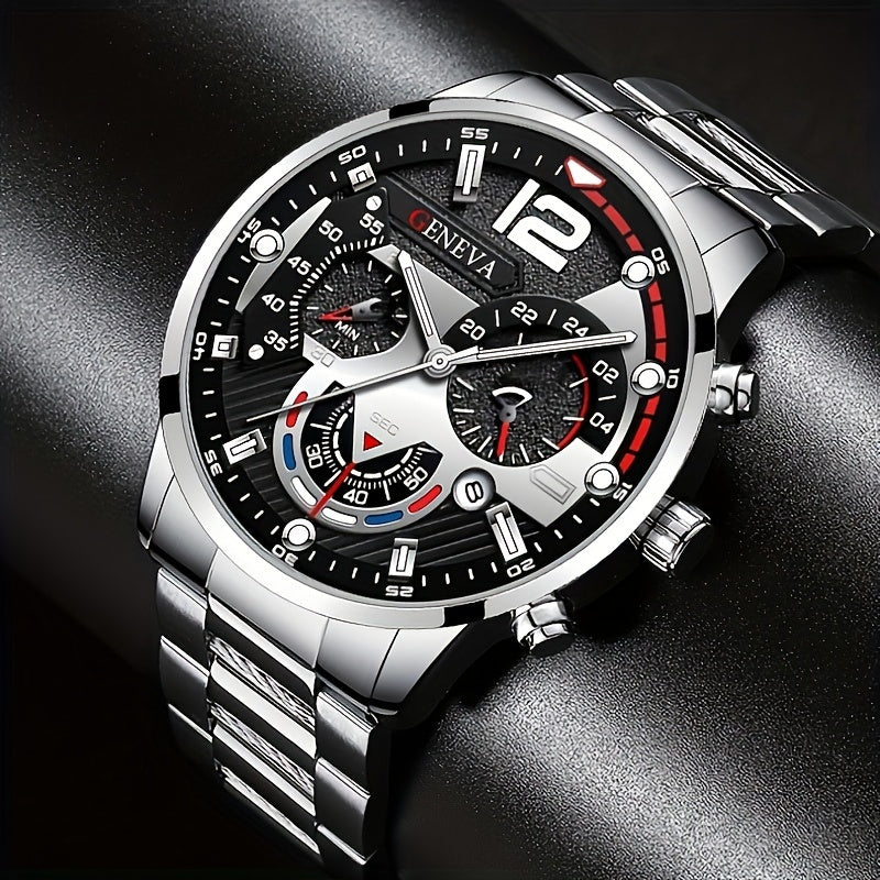 Fashion Men Watches Bracelet Men's Business Calendar Watch Stainless Steel Quartz Wristwatch Men Gift Watches