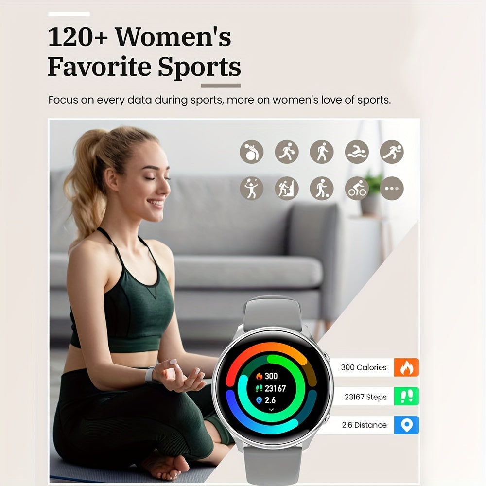 ساعات ذكية للنساء، الرد على المكالمات/إجراؤها، ساعة ذكية مقاس 1.39 بوصة، وضع رياضي لأكثر من 120 خطوة، عداد خطوات، لأجهزة أندرويد وiOS، هدية مثالية للعطلات، لعيد القديس باتريك، الموسم الدراسي، عيد البنات