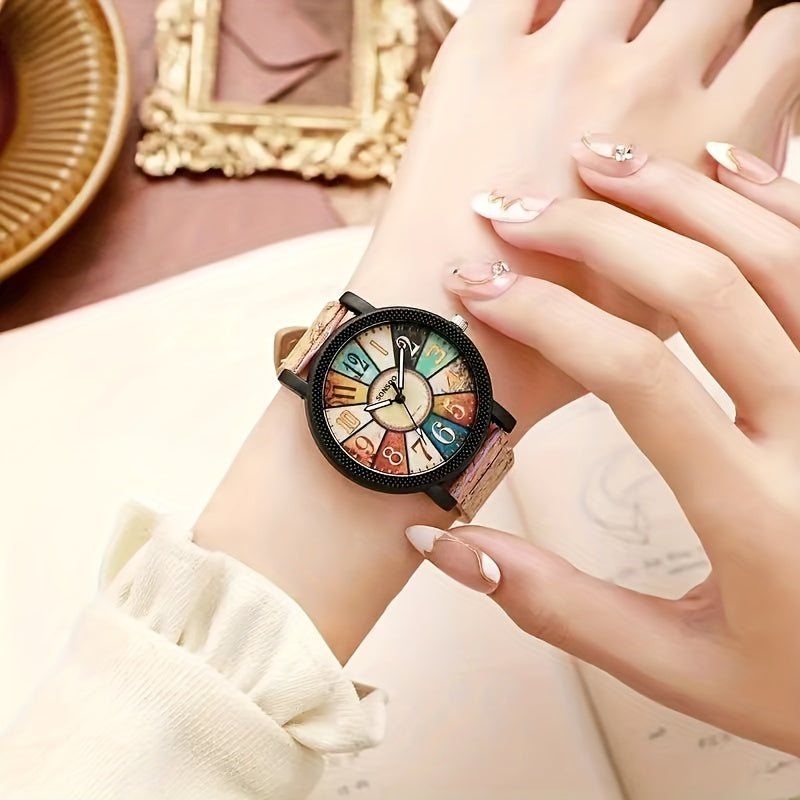 ساعات كوارتز للنساء، ساعة يد خشبية، مؤشر سبائك، مجموعة مجوهرات، هدية رائعة للصديقة