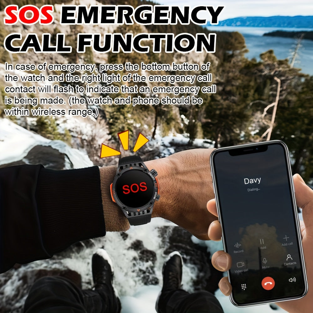 Military Smart Watch For Men Answer/Make Call, Outdoor Waterproof Tactical Sports Smartwatch With LED Flashlight Compass, Sleep Monitor Fitness Tracker Watches For IP Android Phone