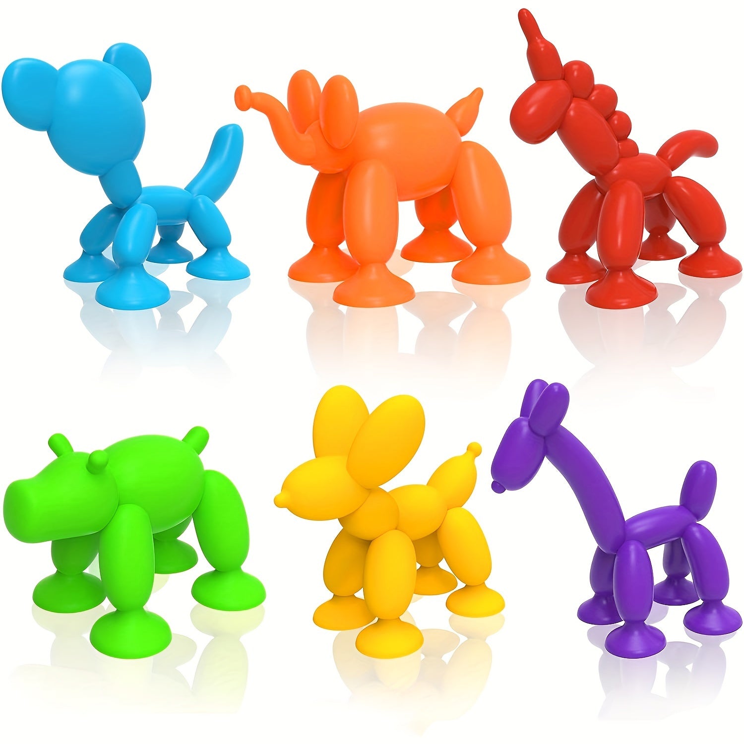 [6-Pack Suction Cup Animal Toys] 6-Pack Silicone Suction Cup Animal Toys for Kids - Non-Toxic, BPA-Free, Sensory Play & Travel-Friendly - Ideal for Birthday, Easter, Christmas Gifts - Assorted Colors