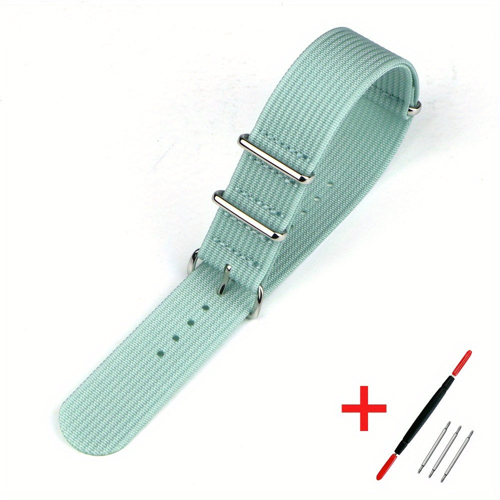 [Military-Style Watch Strap] Durable Military-Style Ribbed Watch Strap | 18mm 20mm 22mm Nylon Braid Ballistic Fabric with Metal Buckle, Adjustable Fit for Men's & Women's Watches - Black, Brown, Orange, Gray, Green, Beige, Wh