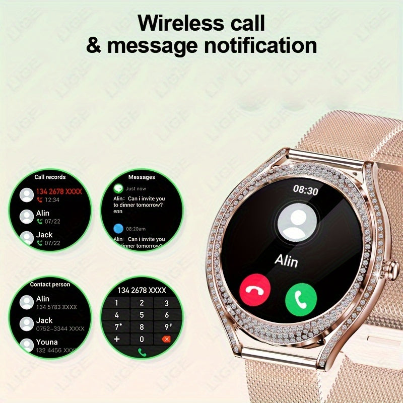 Smart Watch (Answer/Make Call), 128"AMOLED High-definition Color Screen, IP67 Waterproof/ Calculator/ Engineering Test Mode & Shipping Mode/Do Not Disturb Mode/Battery Saver Mode Fitness Watches for Women & Men