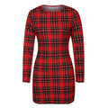Women's Hip-Hugging Casual Plaid Slim-Fit Long-Sleeve Dress