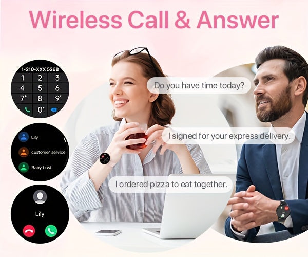 1.39-inch Women's Smart Watch with Full Touch Screen, Make/Receive Calls, Message Push, Fitness Tracker, Pedometer, 100+ Sports Modes for iPhone/Android Phones