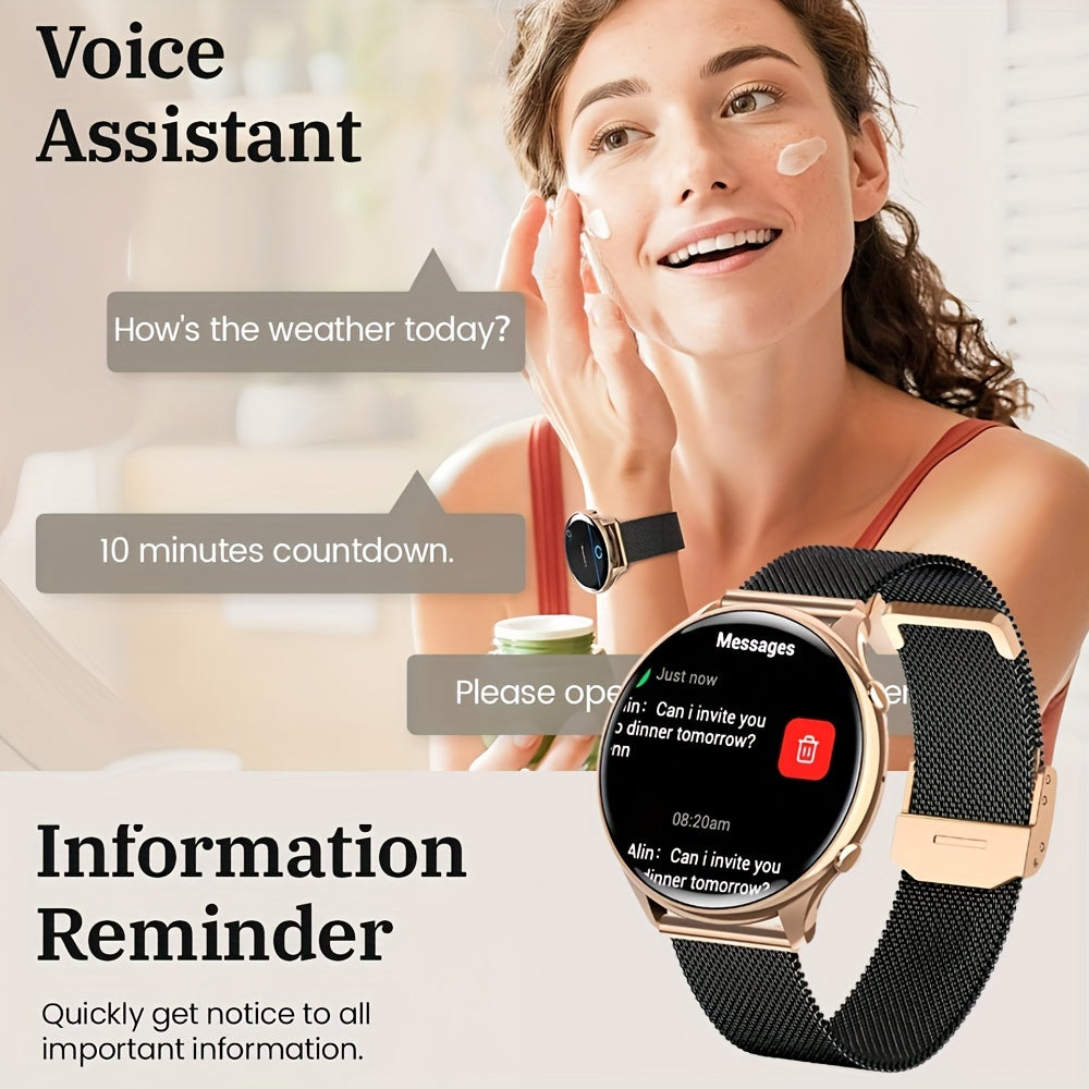 ساعات ذكية للنساء، الرد على المكالمات/إجراؤها، ساعة ذكية مقاس 1.39 بوصة، وضع رياضي لأكثر من 120 خطوة، عداد خطوات، لأجهزة أندرويد وiOS، هدية مثالية للعطلات، لعيد القديس باتريك، الموسم الدراسي، عيد البنات