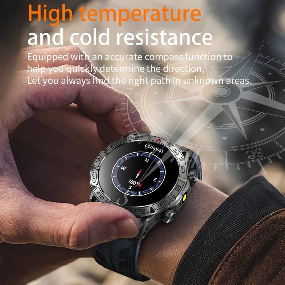 2024 New Outdoor Sport Smart Watch Men Women 1.43" AMOLED 450mAh Battery Wireless Calls SMS Notification Monitoring GPS Track+Altitude+Barometric Pressure+Compass+Flashlight Smart Watches For Android Iphone