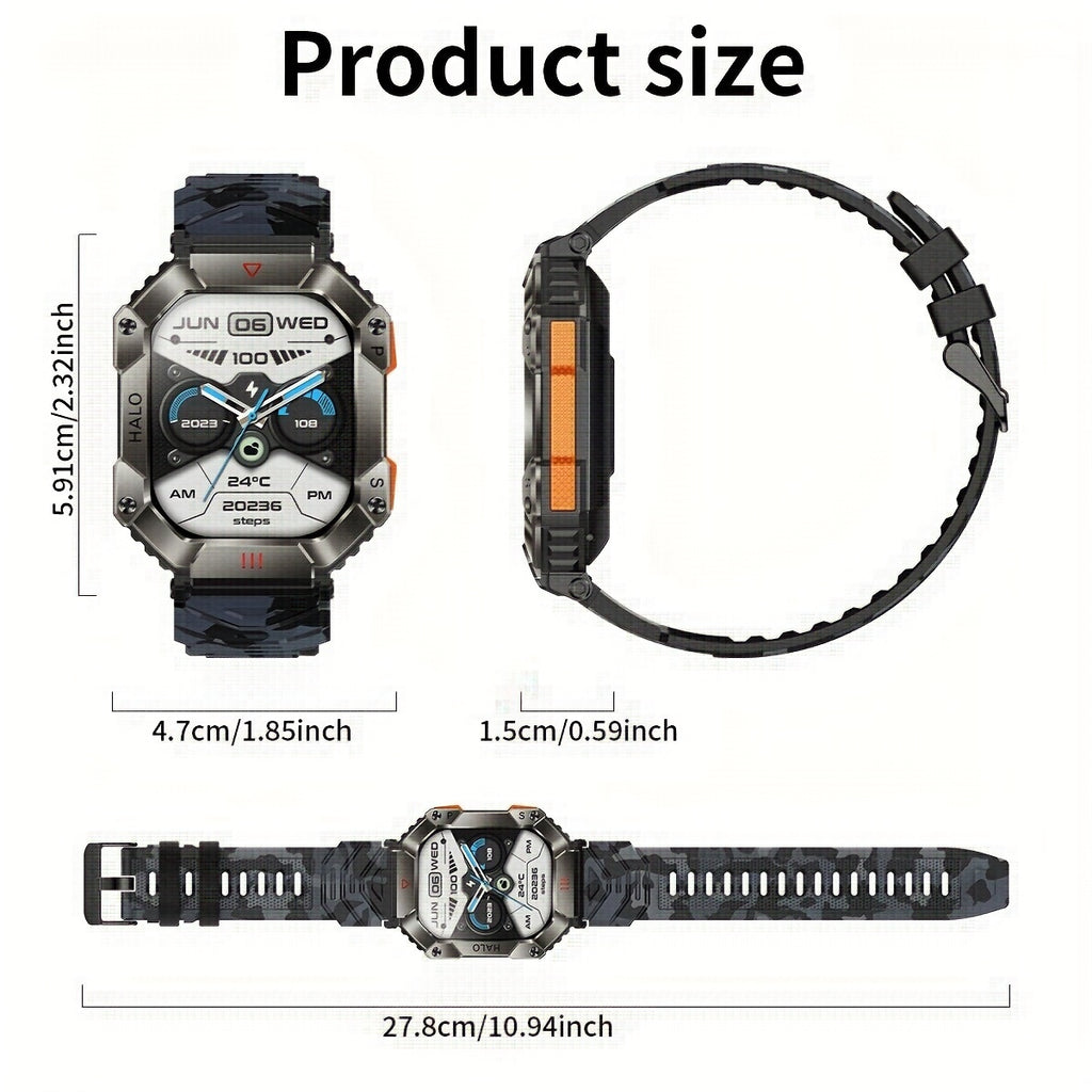 ساعة ذكية (للرد على المكالمات وإجراء المكالمات)، 2.0 بوصة، أكثر من 100 وضع رياضي، بوصلة لقياس الارتفاع والضغط، ونظام تحديد المواقع العالمي (GPS)، وعرض عنوان ماك، ساعات لأجهزة أندرويد وآيفون. ساعة لياقة بدنية للنساء والرجال.