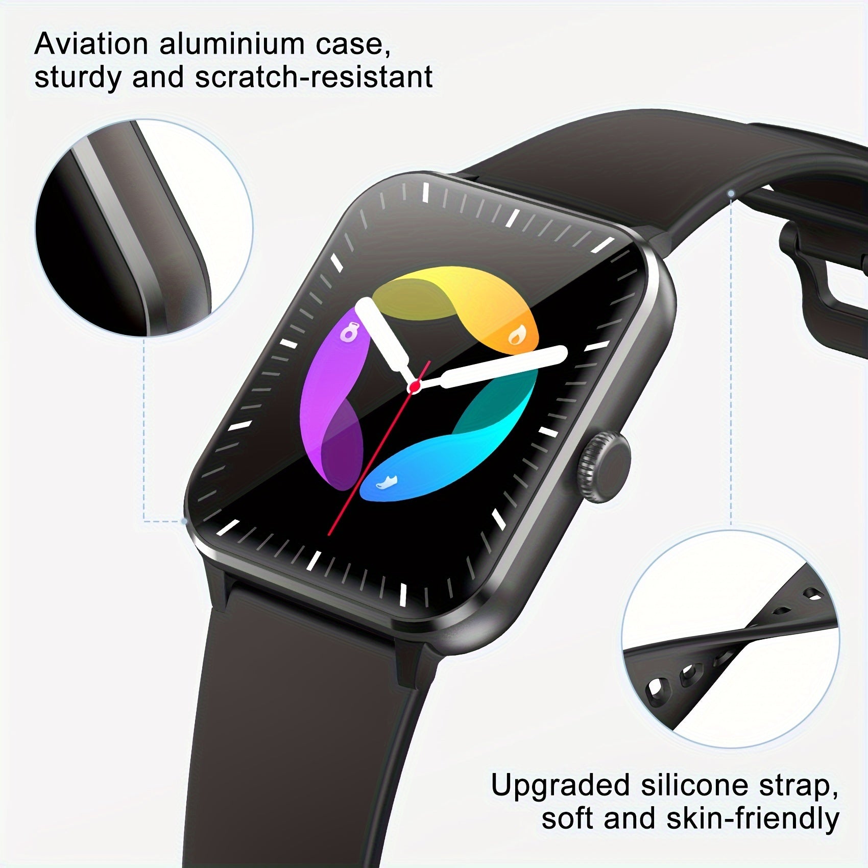 ساعة ذكية (للرد على المكالمات/إجرائها)، ساعة ذكية للرجال والنساء مقاومة للماء، مقاس 1.85 بوصة، أكثر من 100 وضع رياضي، متتبع نشاط اللياقة البدنية، مراقب النوم الصحي، عداد الخطوات، ساعة ذكية تعمل بنظامي Android وiOS