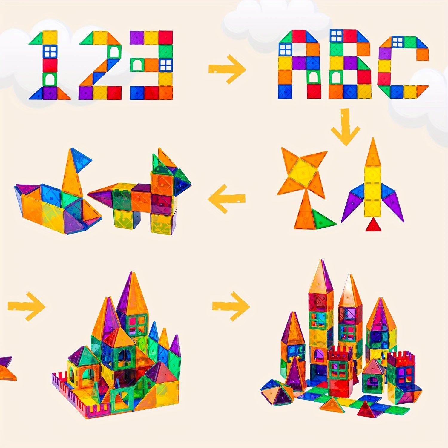 52-Piece Magnetic Building Blocks Set - Educational STEM Toys For Kids, Boys, And Girls - Perfect For Learning And Creative Play