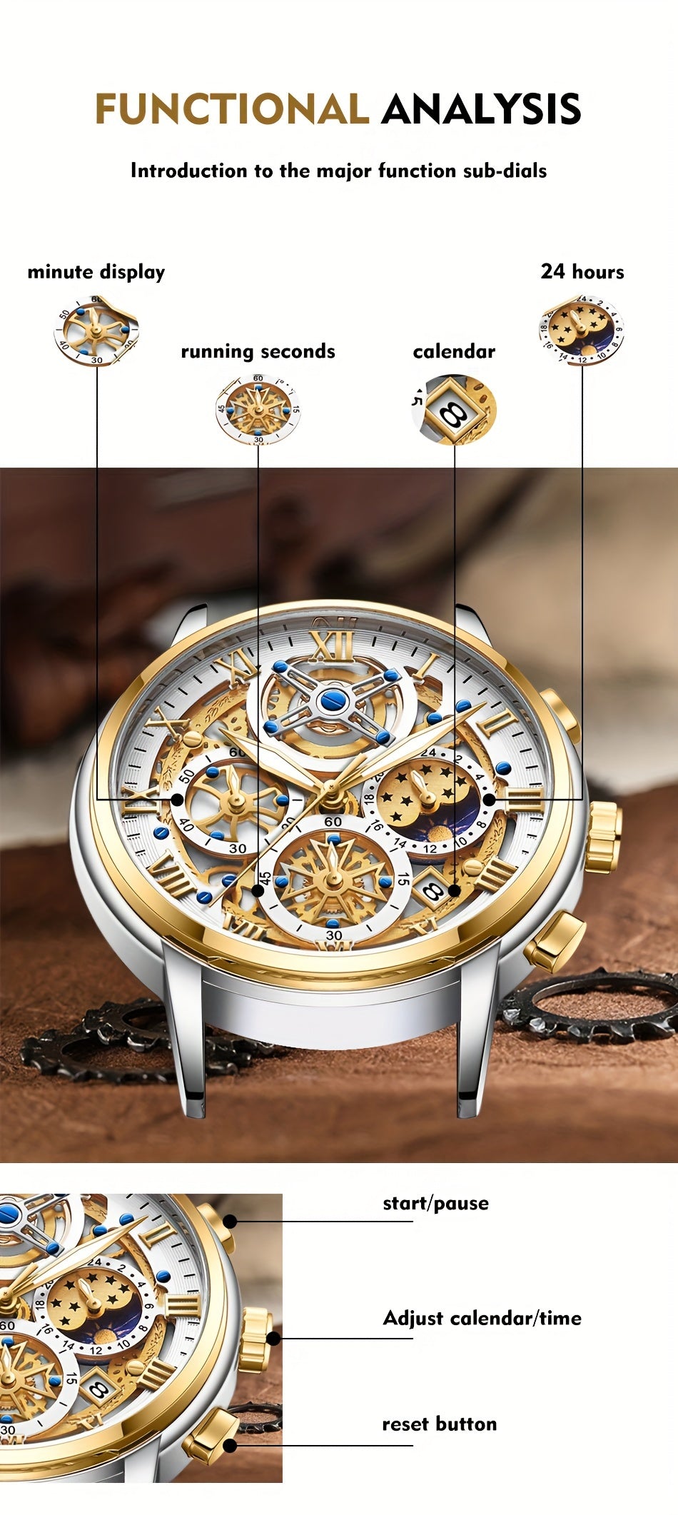[LIGE Luxury Watch] LIGE Luxury Business Men's Watch - Stainless Steel Strap Fashion Creative Gear Dial Luminous Calendar Quartz Watches - Suitable for Family Gatherings as Gifts