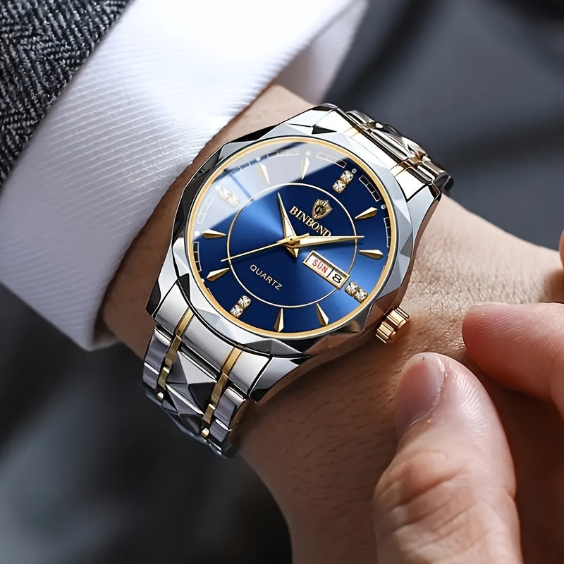 2pcs/set, Business Double Calendar Waterproof Men's Watches Set, Valentine's Day Gift