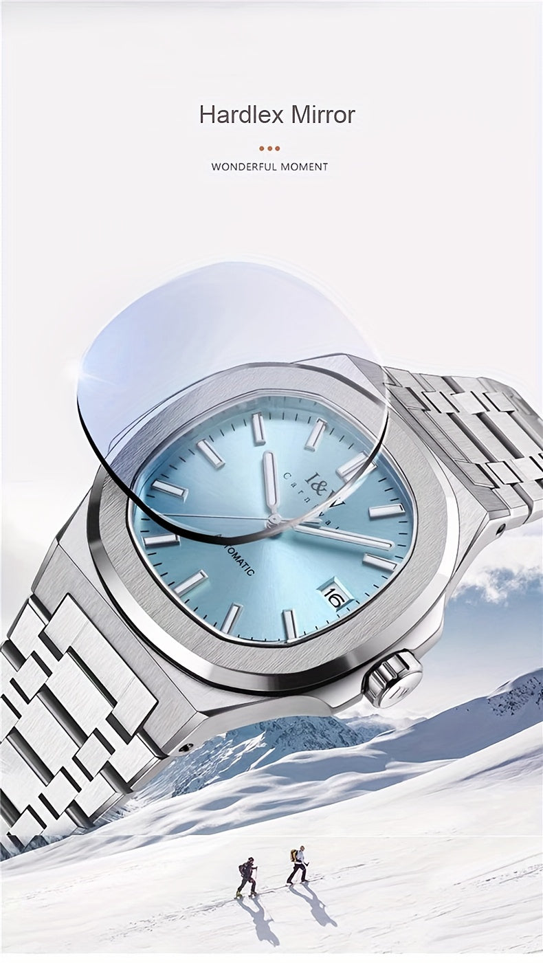 I&W CARNIVAL Men's Automatic Mechanical Watches, Waterproof Strong Luminous Full Steel Auto Date Watch