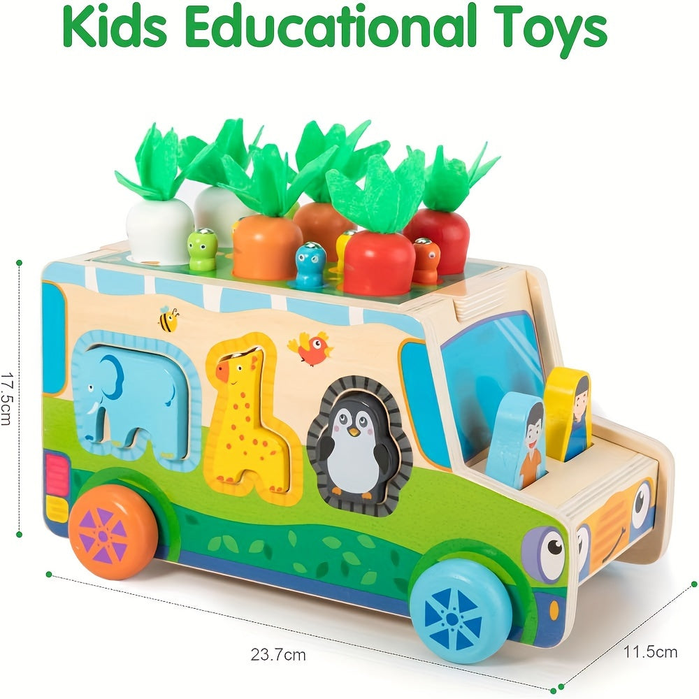 Montessori Wooden Shape Sorting Toys for Kids: Farm Animals & Vegetables Blocks, Educational Gift for 3-5 Year Olds