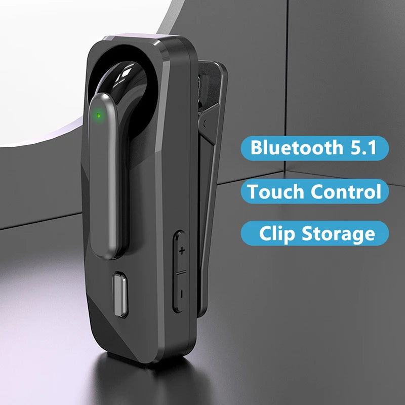 Bluetooth 5.1 Wireless Headset Business Earphone With HD Mic Handsfree Call Vibration Reminder Ear-Hook Sports Driving Headphone