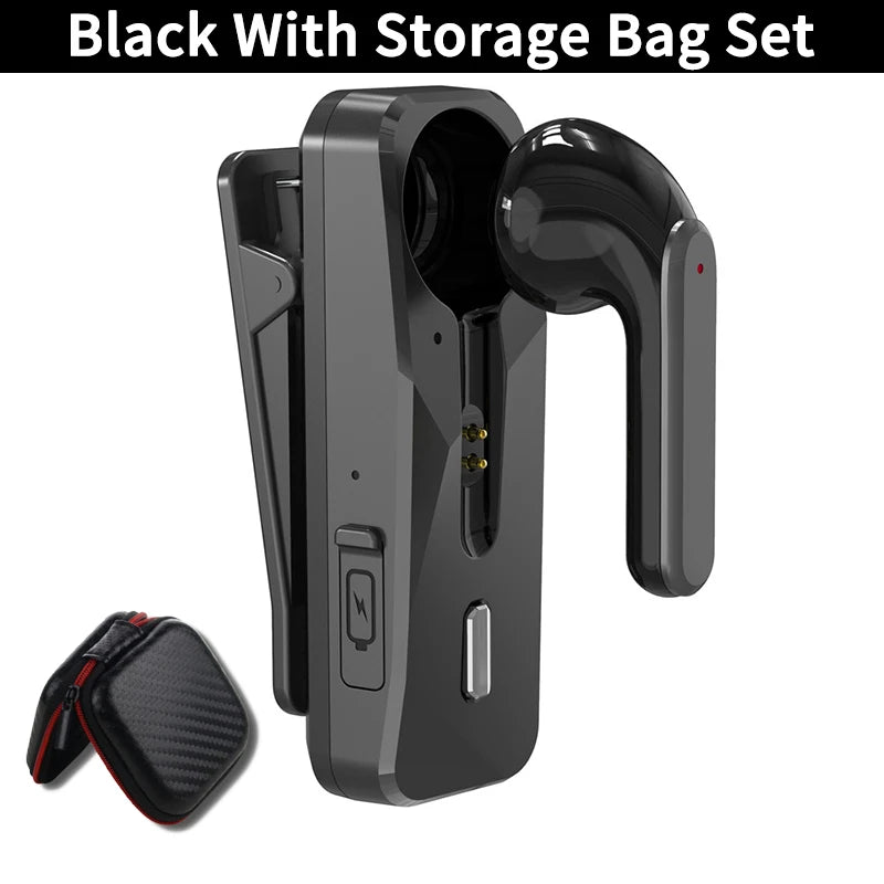 Bluetooth 5.1 Wireless Headset Business Earphone With HD Mic Handsfree Call Vibration Reminder Ear-Hook Sports Driving Headphone