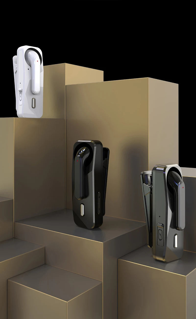 Bluetooth 5.1 Wireless Headset Business Earphone With HD Mic Handsfree Call Vibration Reminder Ear-Hook Sports Driving Headphone