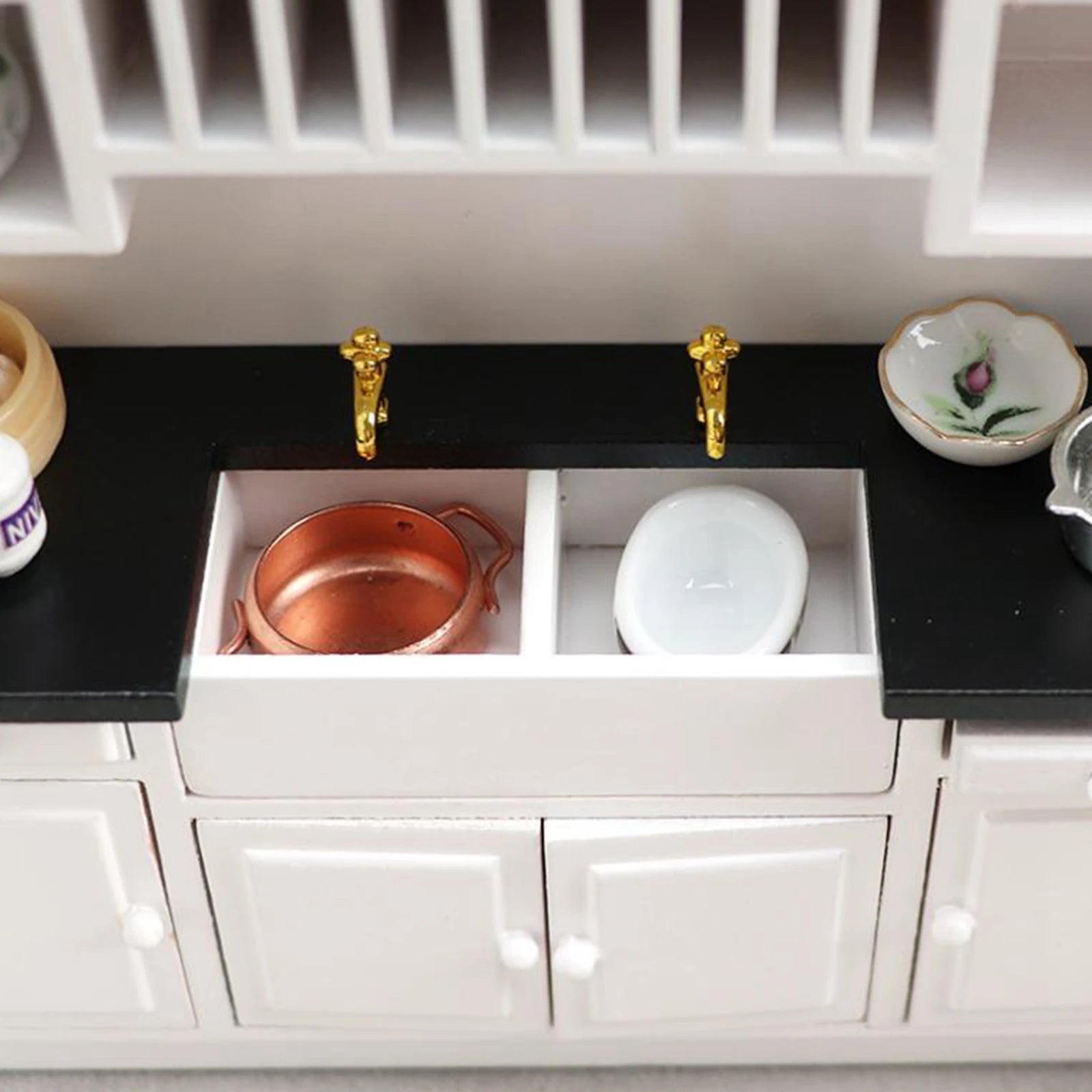 1/12 3Pcs Dollhouse Kitchen Cabinet Dining Room Furniture Set Doll House DIY Decor Mini Bar Counter Furniture Accessories