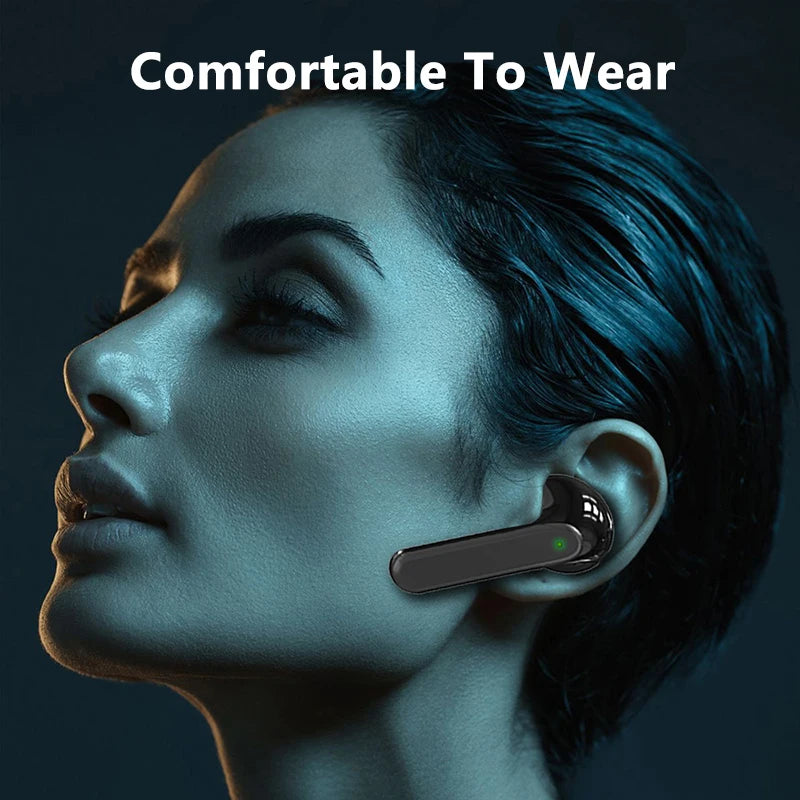 Bluetooth 5.1 Wireless Headset Business Earphone With HD Mic Handsfree Call Vibration Reminder Ear-Hook Sports Driving Headphone