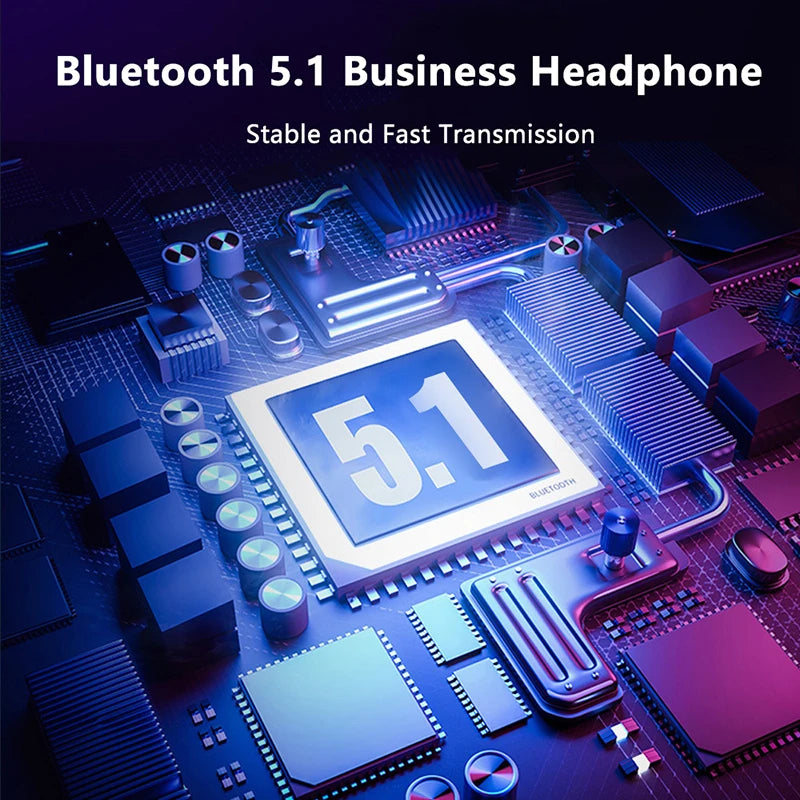 Bluetooth 5.1 Wireless Headset Business Earphone With HD Mic Handsfree Call Vibration Reminder Ear-Hook Sports Driving Headphone