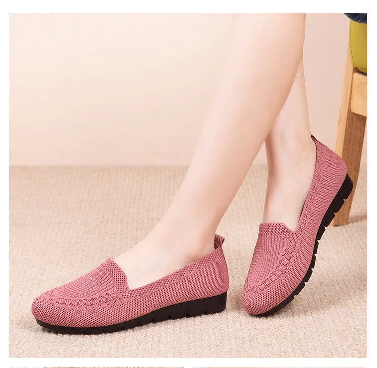 Casual Shoes Women's Summer Mesh Breathable Flat Shoes Ladies Comfort Light Sneaker Socks Women Slip on Loafers Zapatillas Muje