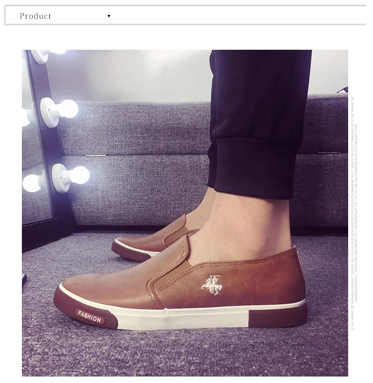 NPEZKGC New arrival Low price Mens Breathable High Quality Casual Shoes PU Leather Casual Shoes Slip On men Fashion Flats Loafer