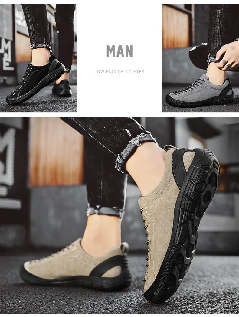 Genuine Leather Men's Shoes Outdoor Non-slip Sneakers Breathable Large Size Casual Shoes Fashion Flats Boat Shoes Men Loafers