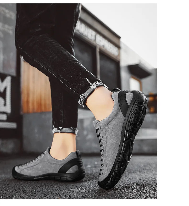 Genuine Leather Men's Shoes Outdoor Non-slip Sneakers Breathable Large Size Casual Shoes Fashion Flats Boat Shoes Men Loafers