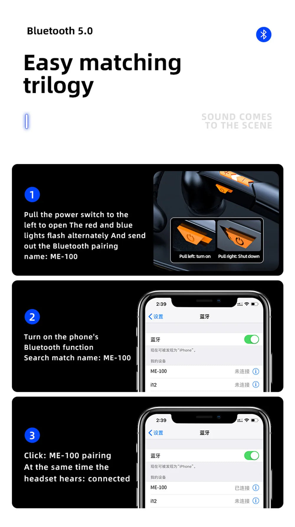 HiFi Earphones Bluetooth Headphones Handsfree Wireless Headset Business Headset Drive Call Sports Earphones for Smartphone