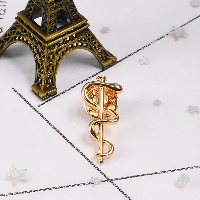 New World Health Organization WHO Logo Brooch Snake Caduceus Pins Doctor Nurse Medical Wellness Symbol Badge Jewelry