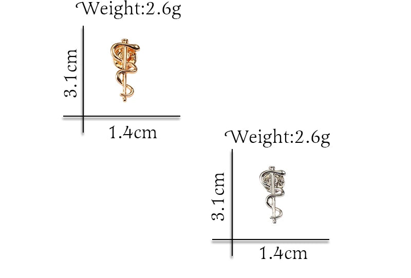 New World Health Organization WHO Logo Brooch Snake Caduceus Pins Doctor Nurse Medical Wellness Symbol Badge Jewelry