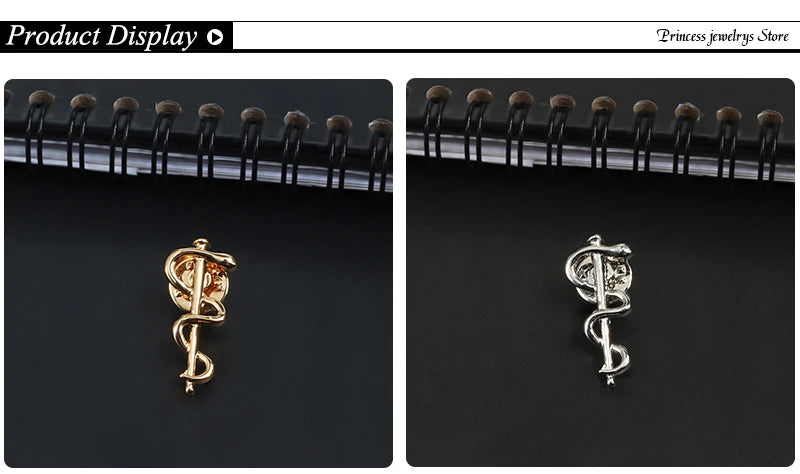 New World Health Organization WHO Logo Brooch Snake Caduceus Pins Doctor Nurse Medical Wellness Symbol Badge Jewelry
