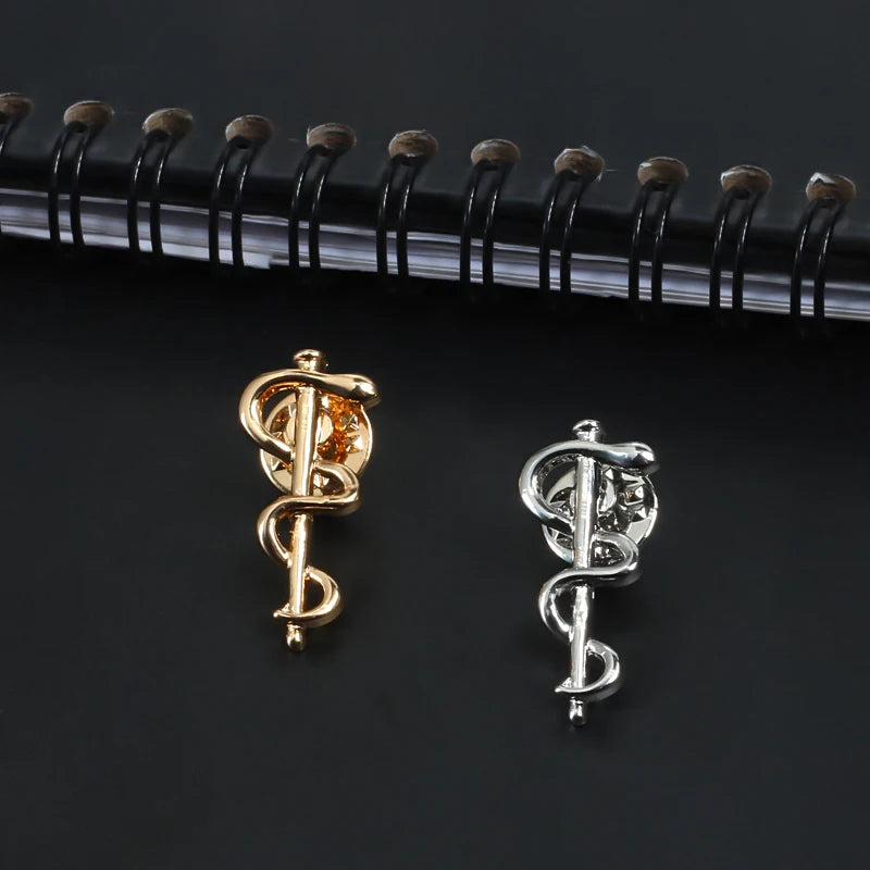 New World Health Organization WHO Logo Brooch Snake Caduceus Pins Doctor Nurse Medical Wellness Symbol Badge Jewelry